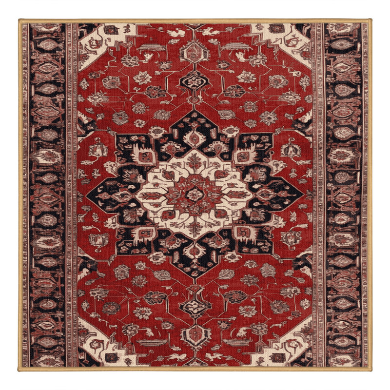Machine Washable Persian Brown Area Rug, Square 6'