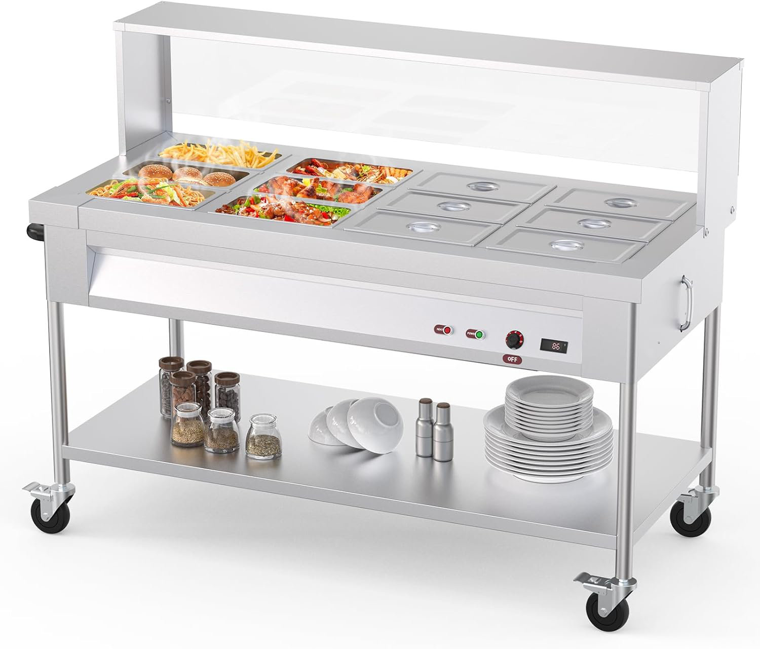 Wrought Studio™ Commercial Food Warmer, 1500W Electric Steam Table with ...
