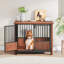 Caisse pour chien de 31,5 po en bois de noyer cannelé de style meuble pour petits et moyens chiens - conception à double porte, maisonnette décorative et table d'appoint intérieure.-1719873430-1719873428