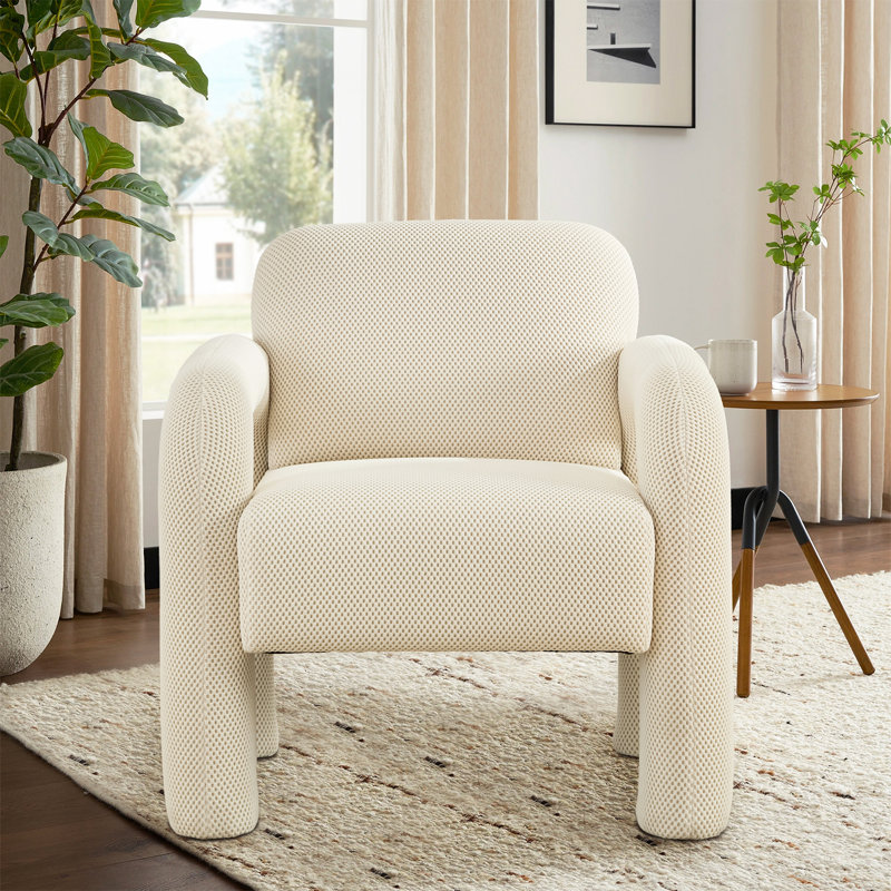 Fauteuil d'appoint rembourré 31 po de large, Mélange de polyester beige