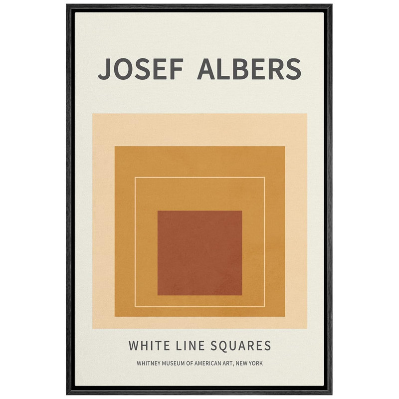 «Abstract Abstract Vibrant Color Blocks Brown and Tan Squares», reproduction encadrée sur toile par Josef Albers, Noir