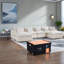 Grand canapé modulable, tissu en coton, 4 places avec 2 poufs, salon moderne