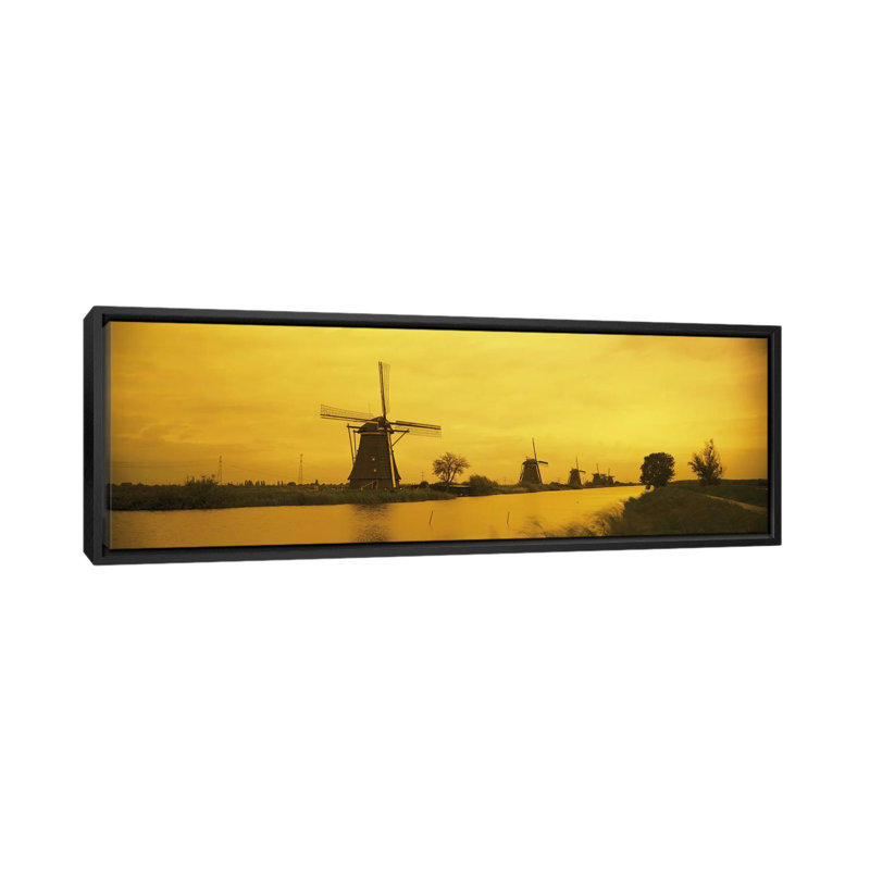Reproduction de photo sur toile, "Panoramic Windmills", Pays-Bas, H 20 po x l 60 po x P 1,5 po, Toile tendue
