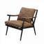 Compact Single-Seat Modern Accent Arm Chair with Metal Legs, Genuine Leather Brown Finish