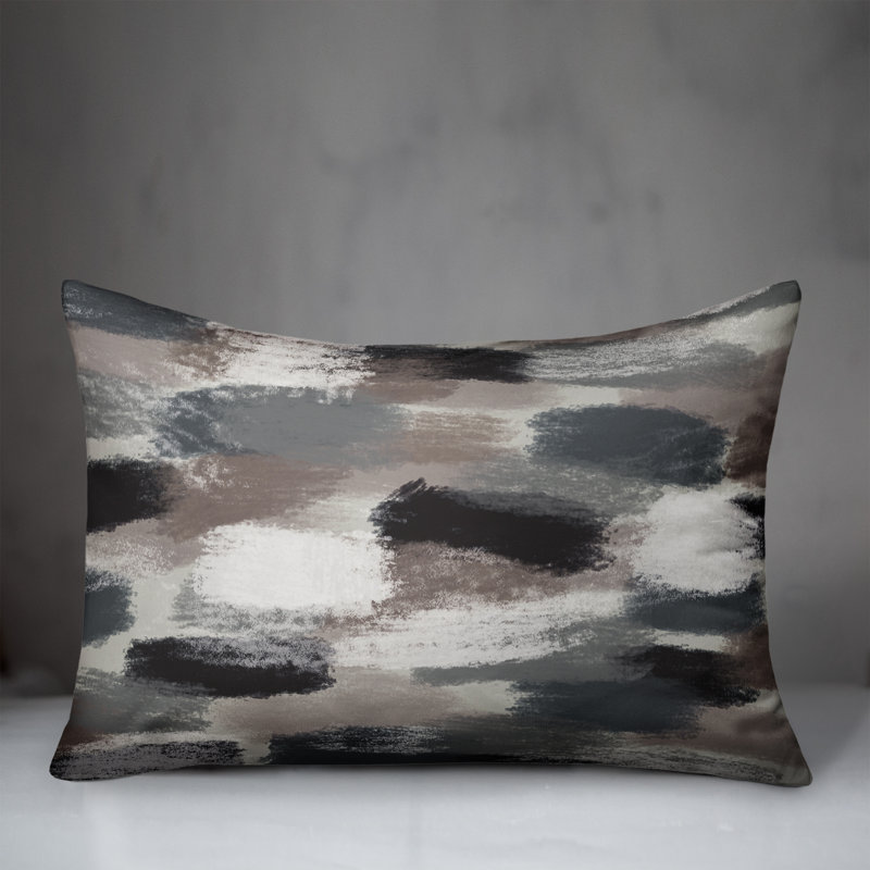 Abstract Outdoor Reversible Throw Pillow, Gray