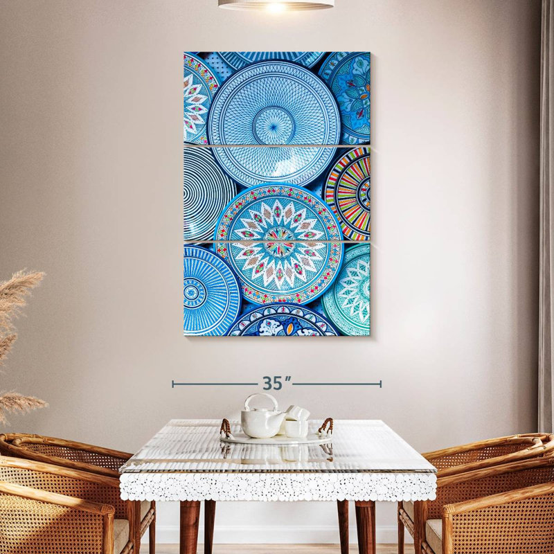 Senne Blue Moroccan Plates, 50" H x 32" W