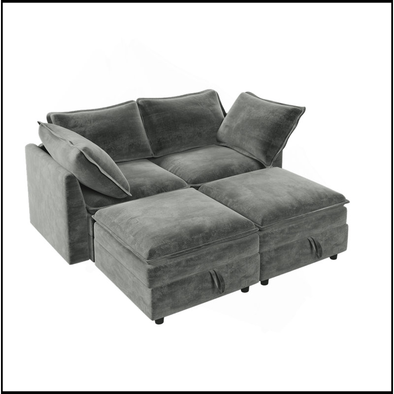 Canapé 4 pièces avec rangement Mirod, Gris