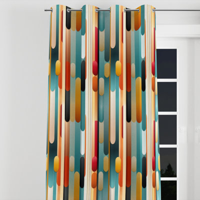 Midcentury Modern Geometrics I - Mid-Century Velvet Grommet Curtain - Room Darkening - 1 Panel