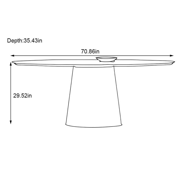 Household oval-shaped rock slab dining table, 29.52"H x 70.86"L x 35.43"W