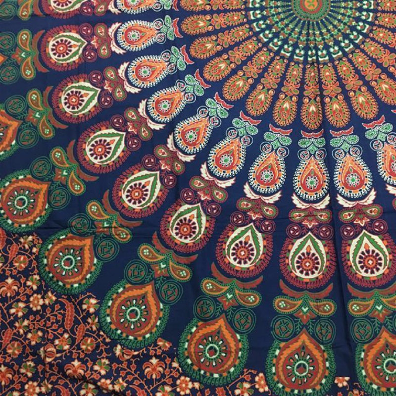 Mandala Wall Hanging Bedding Tapestry, 96"H x 84"W, Pink/Peacock
