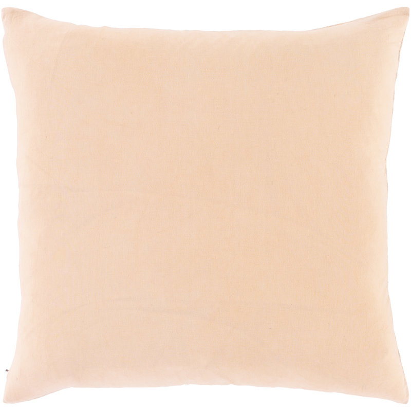 Beige Embroidered Cotton Square Throw Pillow 20" x 20"