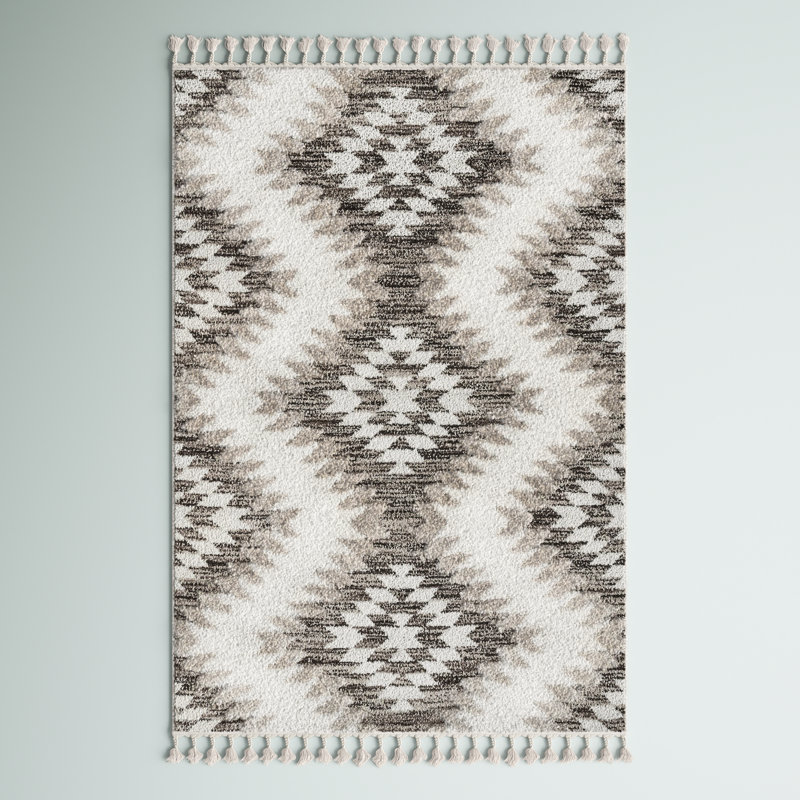 Tapis beige / ivoire Katrina Southwestern Performance, Rectangle 6 pi 7 po x 9 pi 8 po