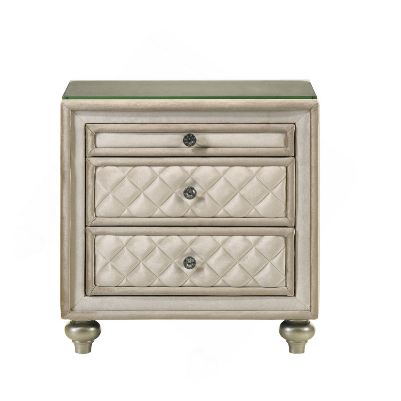 Table de chevet 2 tiroirs beige
