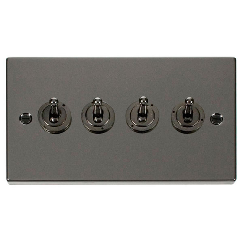 Black Nickel 4 Gang 2 Way 10AX Toggle Light Switch