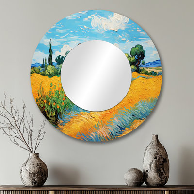 Vangogh The Yellow House In Arles II - Vangogh Mirror, Traditional Round Decorative Wall Mirror, Printed Metal Art
