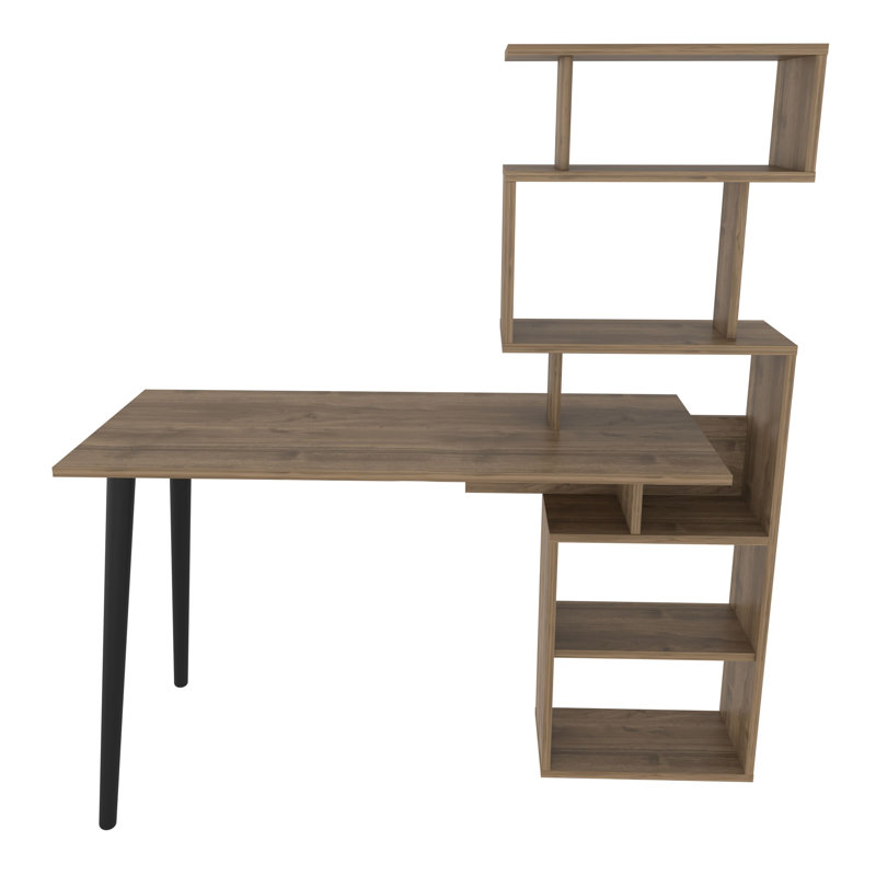 Computer Desk, Walnut/Black