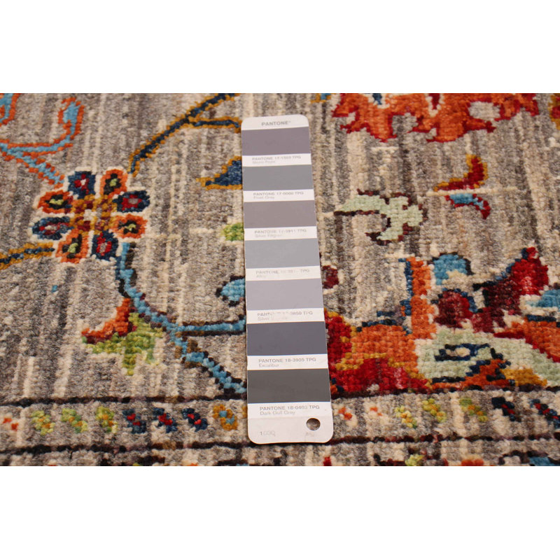 Tapis gris nouvel âge en laine 4 pi 10 po x 6 pi 1 po Zarriyah