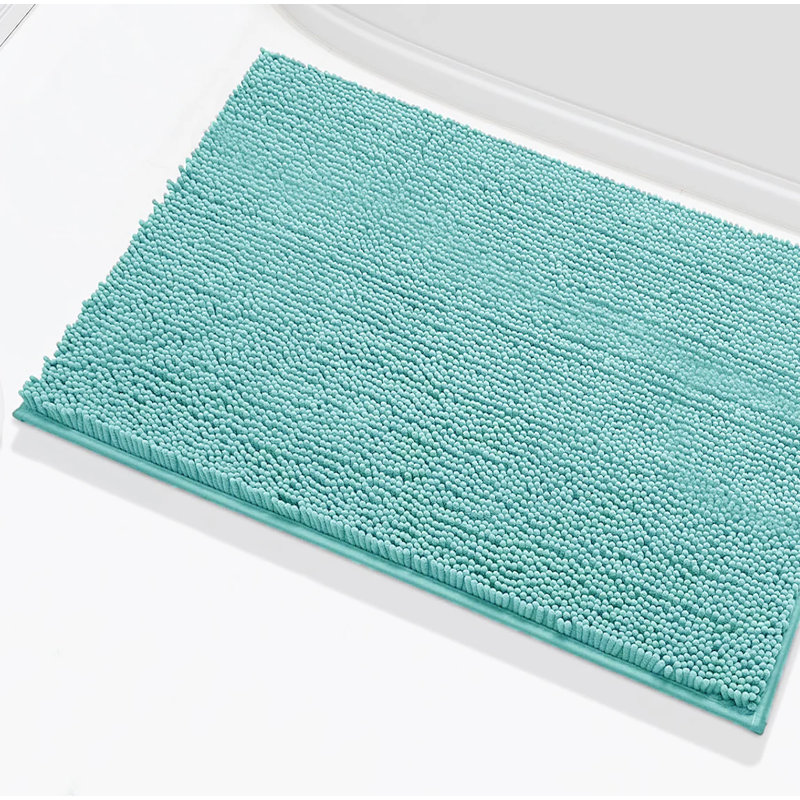 24"X16" - Light Blue Large Soft Cozy Plush Chenille Bath Mat Bathroom Rug, Blue