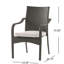 Chaises empilables grises avec cadre en fer et coussins d'eau, de 4 pour patio, cadre incurvé de confort supplémentaire, patio extérieur confortable et peu encombrant