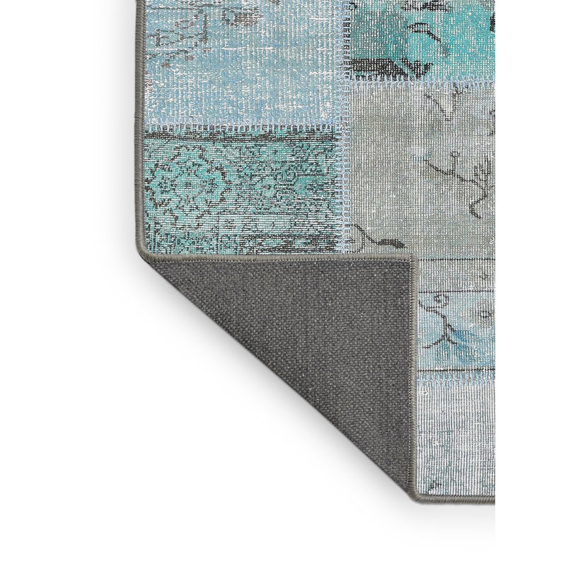 Tapis bleu/gris contemporain, Rectangle 7 pi x 10 pi