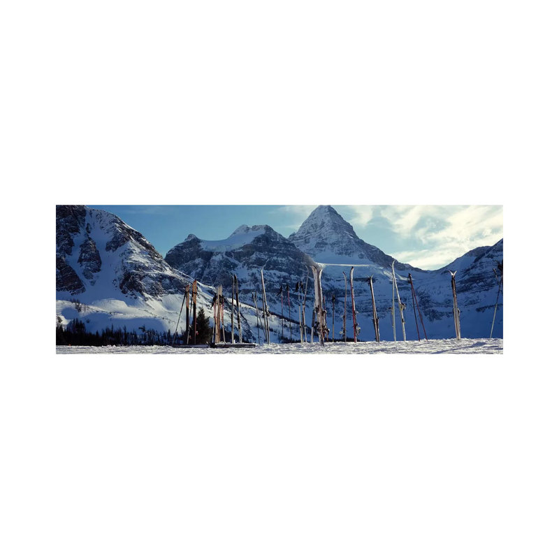 Skis And Ski Poles On A Snow Covered Landscape, Mt Assiniboine, Mt Assiniboine Provincial Park, British Columbia, Canada by Panoramic Images - Wrapped Canvas Panoramic Gallery-Wrapped Canvas Giclée