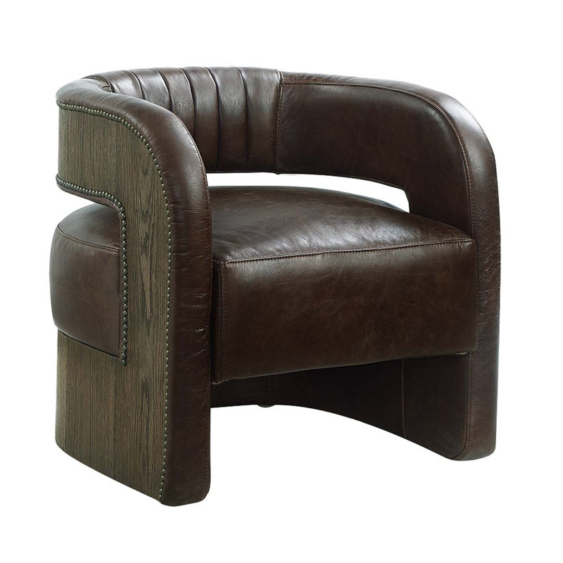 Fauteuil d'appoint Feyre, cuir fleur espresso