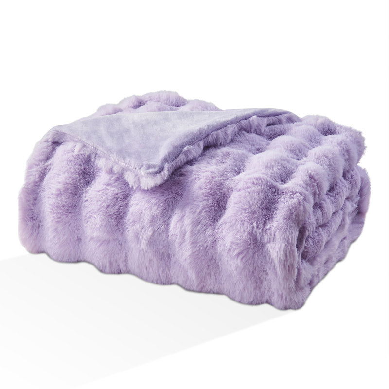Couverture EMME en fausse fourrure, Très grand lit, Mauve