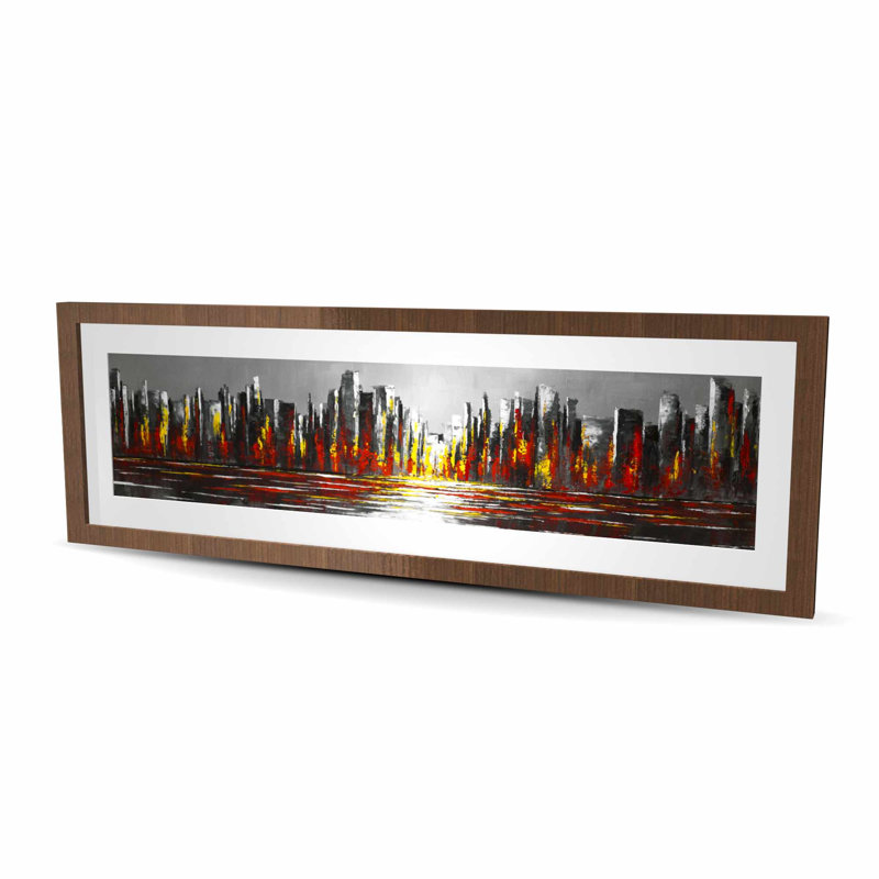 «Abstract Skyline» - «Living Living», impression encadrée, H 48 po x l 16 po, Brun
