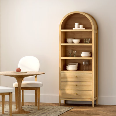 Arched 3-Drawer Bookcase With Adjustable Shelves – Modern Storage Cabinet For Living Room, Bedroom, Home Office