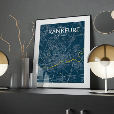 Frankfurt City Map In Amuse - No Frame Print