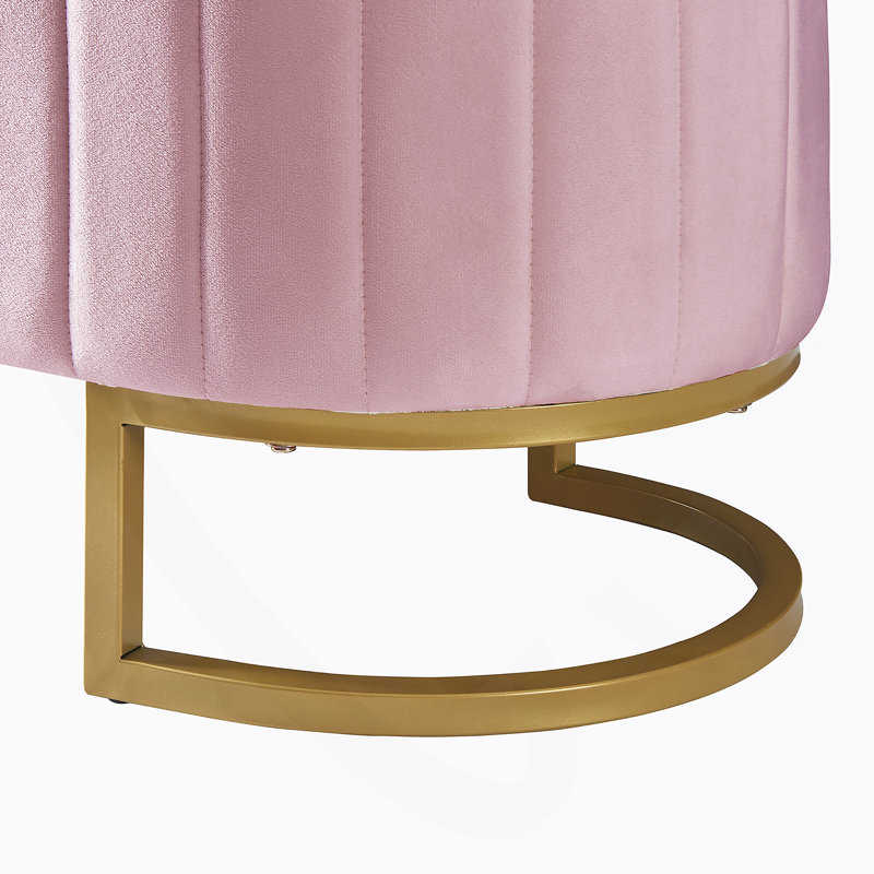 Banc de rangement rembourré avec pieds capitonnés en métal, Pink