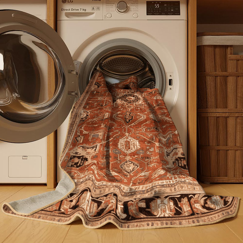Tapis brun lavable à la machine, Carré 6 pi
