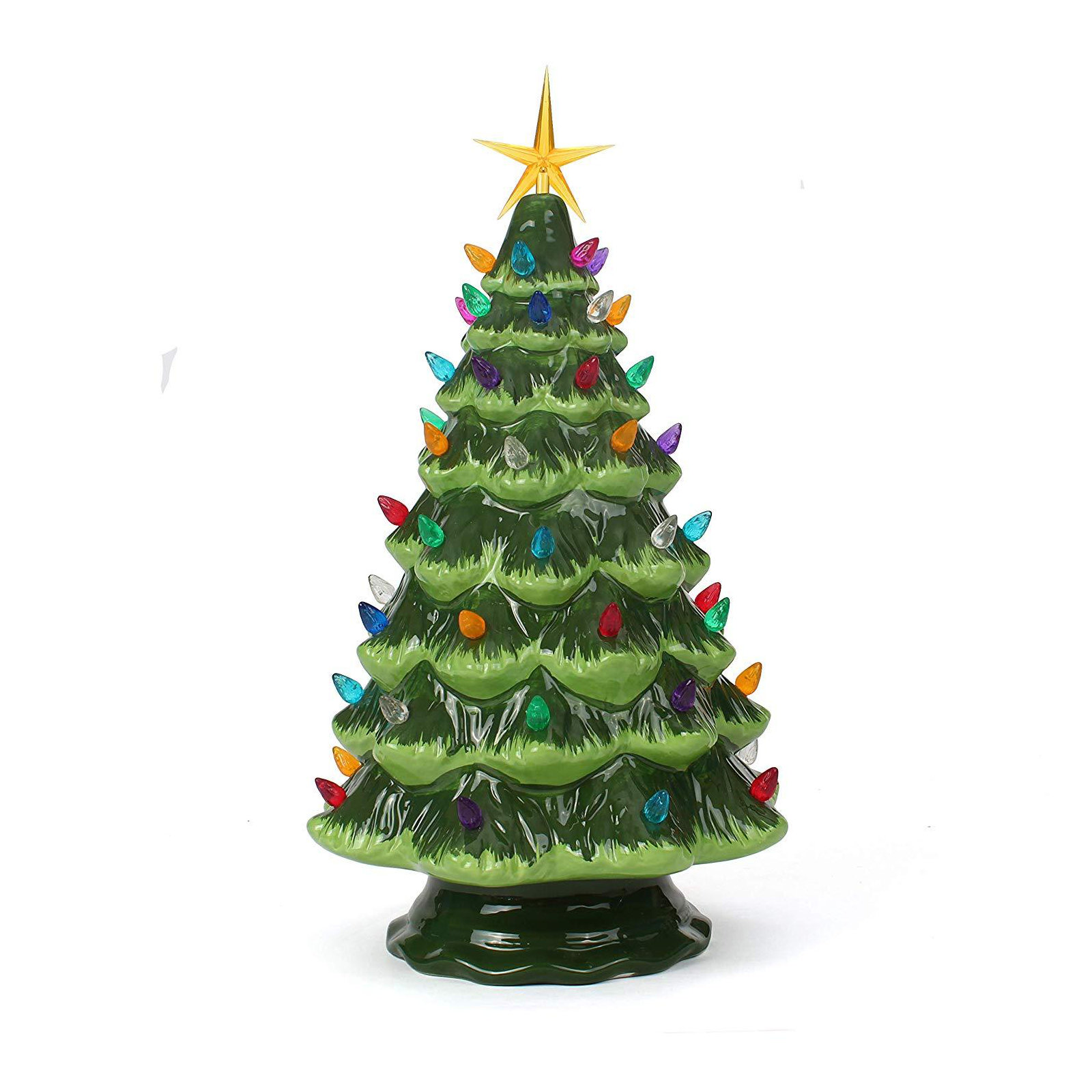 Ceramic Christmas Tree That Lights Up-Inspired Vintage Christmas Tree-Indoor Christmas Decorations, 15.5" H x 9" W x 9" D