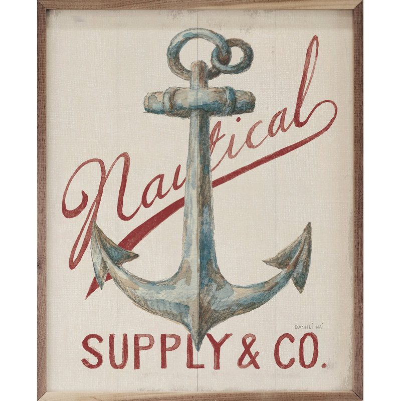 Floursack Nautical V Anchor By Danhui Nai, H 10 po x l 8 po