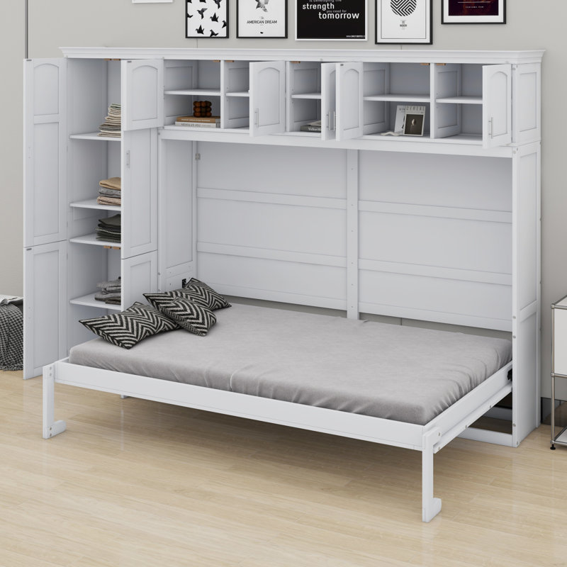 Lit escamotable mural avec armoires Murphy, Blanc