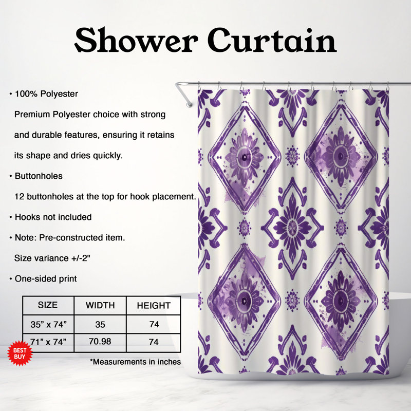 Rideau de douche Boho Style - Premium, H 74 po x l 71 po