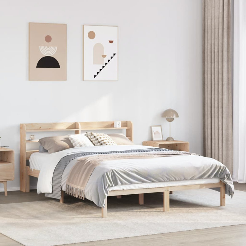 Bed Frame With Headboard Without Mattress Wax Brown, 120 x 200cm, Wax Brown 1
