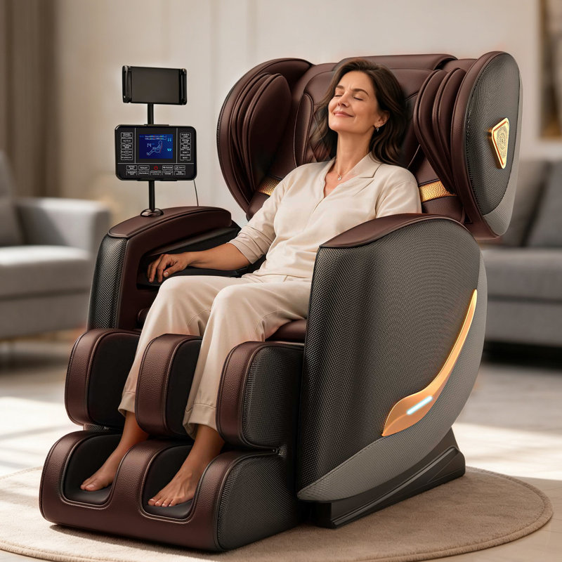 Fauteuil de massage complet Aether, fauteuil inclinable de massage Zero Gravity, Brown