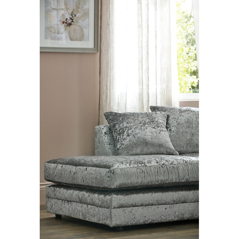 Romelia 2 - Piece Velvet Living Room Set, Right Hand, Silver