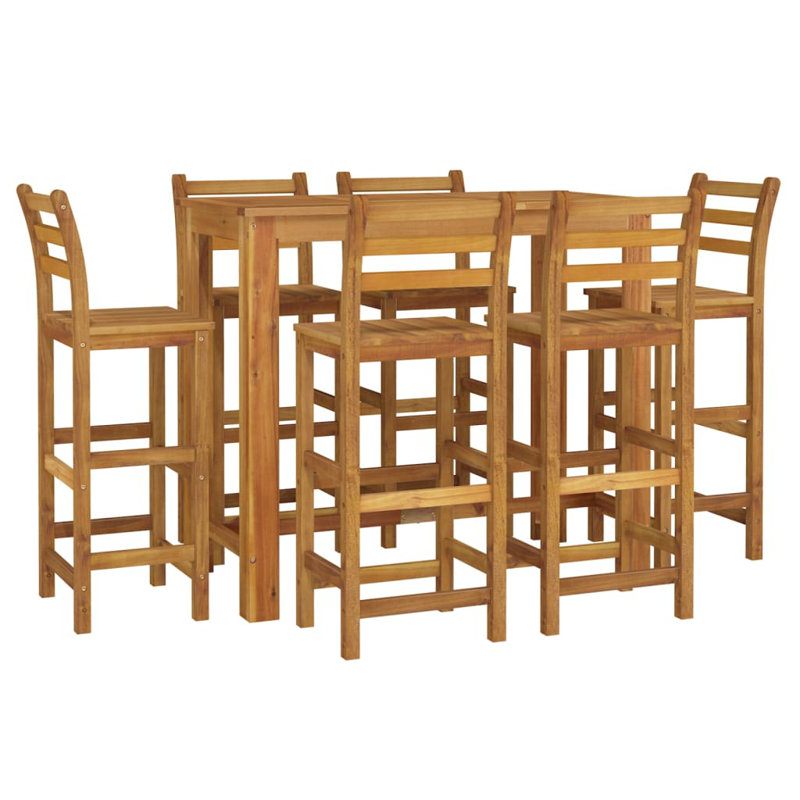 7 Piece Patio Dining Set Solid Wood Acacia