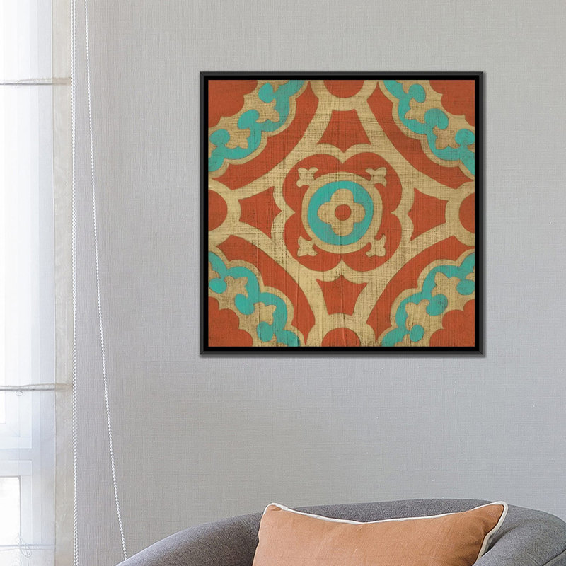 « masala iii », reproduction sur toile, H 18 po x l 18 po x P 1,5 po, Toile avec cadre noir, Pas de tapis