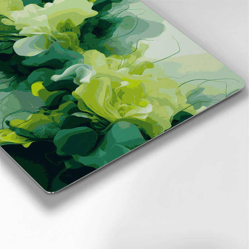Art mural abstrait en métal vert 45, H 32 po x l 32 po