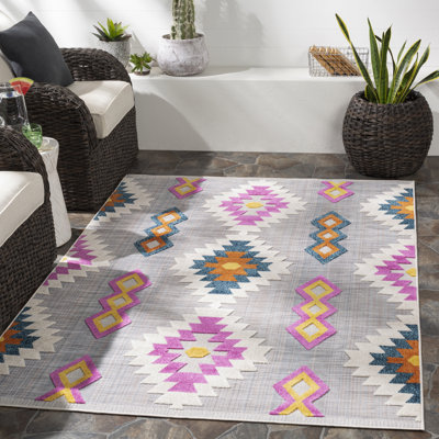 Tapis gris / magenta / brun Annora