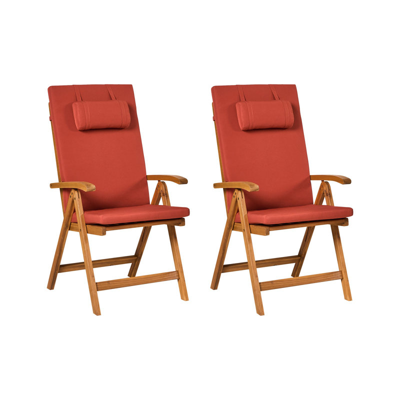 Aarica Folding Patio Dining Armchair with Cushion, Red
