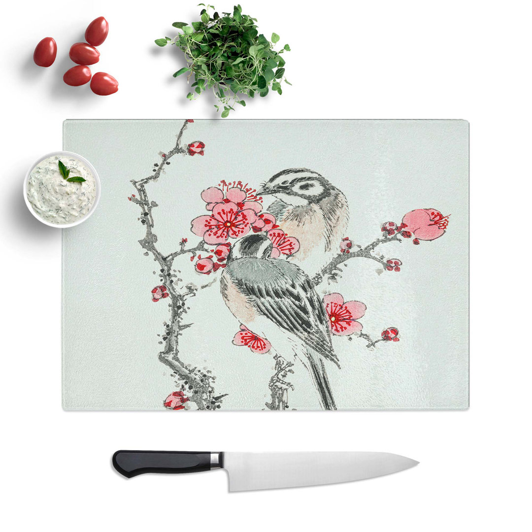 Tempered Glass Birds upon a Tree Chopping Board