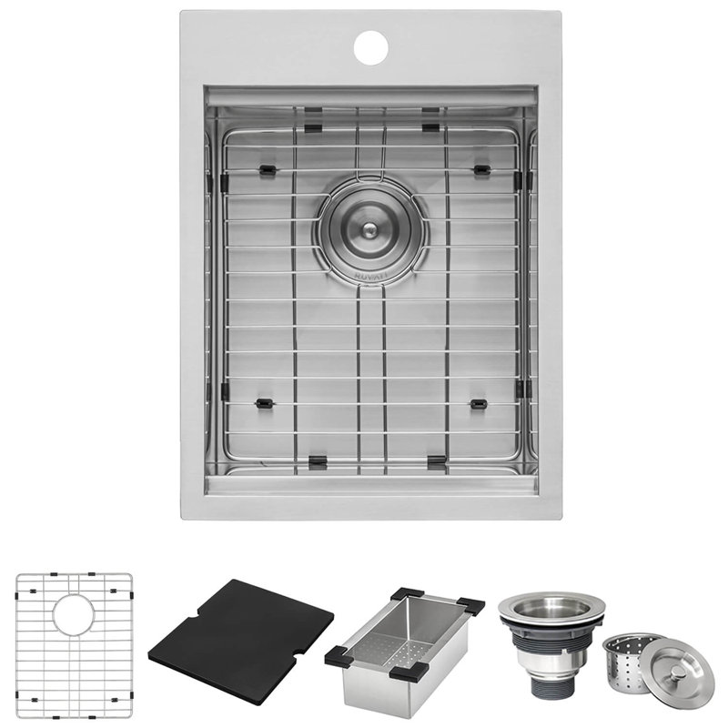 Ruvati Marine Grade T-316 Workstation Topmount RV Boat Outdoor Sink Stainless Steel, 20" L x 15" W