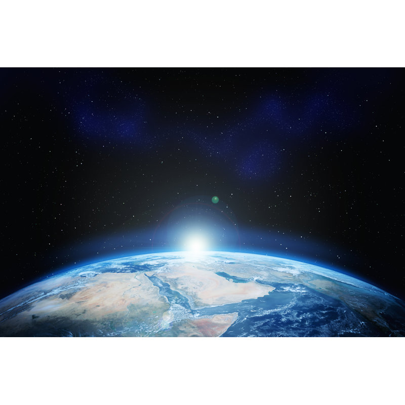 Earth With Stars - Wrapped Canvas Print, 81cm H x 122cm W x 3.8cm D