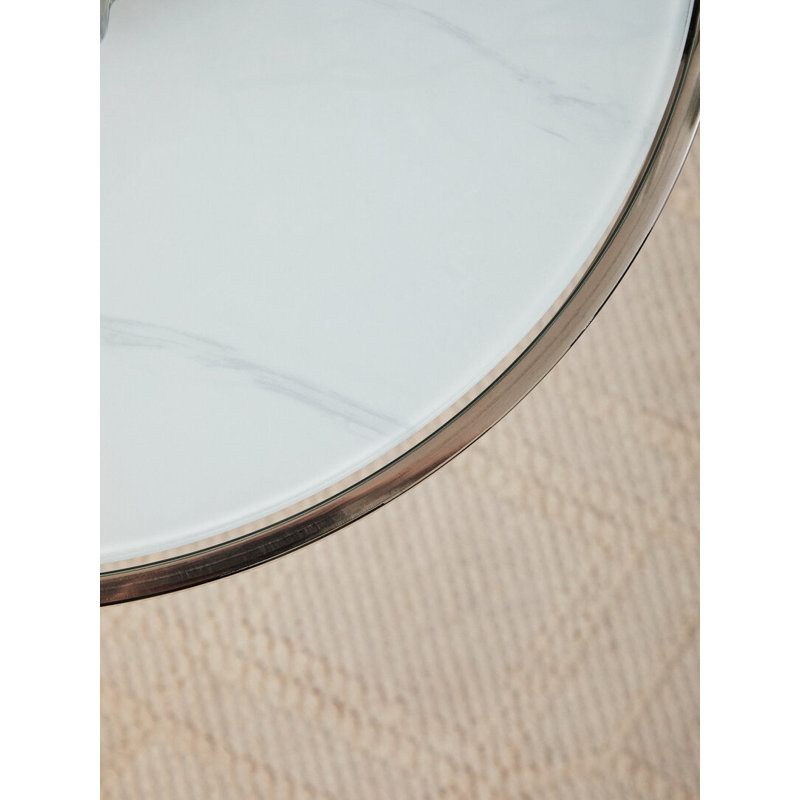End Table, Silver/White