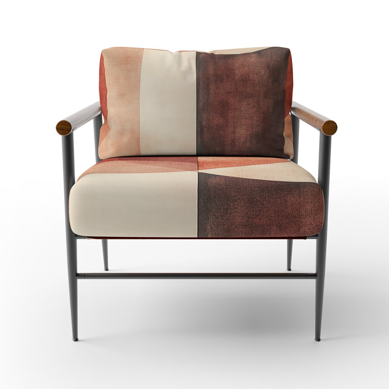Chaise d'appoint abstraite transitionnelle moderne - Fauteuil Terracotta Balance IV, Bras ronds bruns