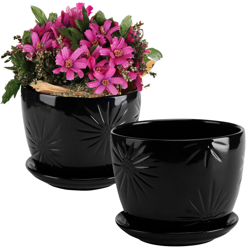 Pot Planter, Black, 10.9cm H x 13.2cm W x 13.2cm D, 2